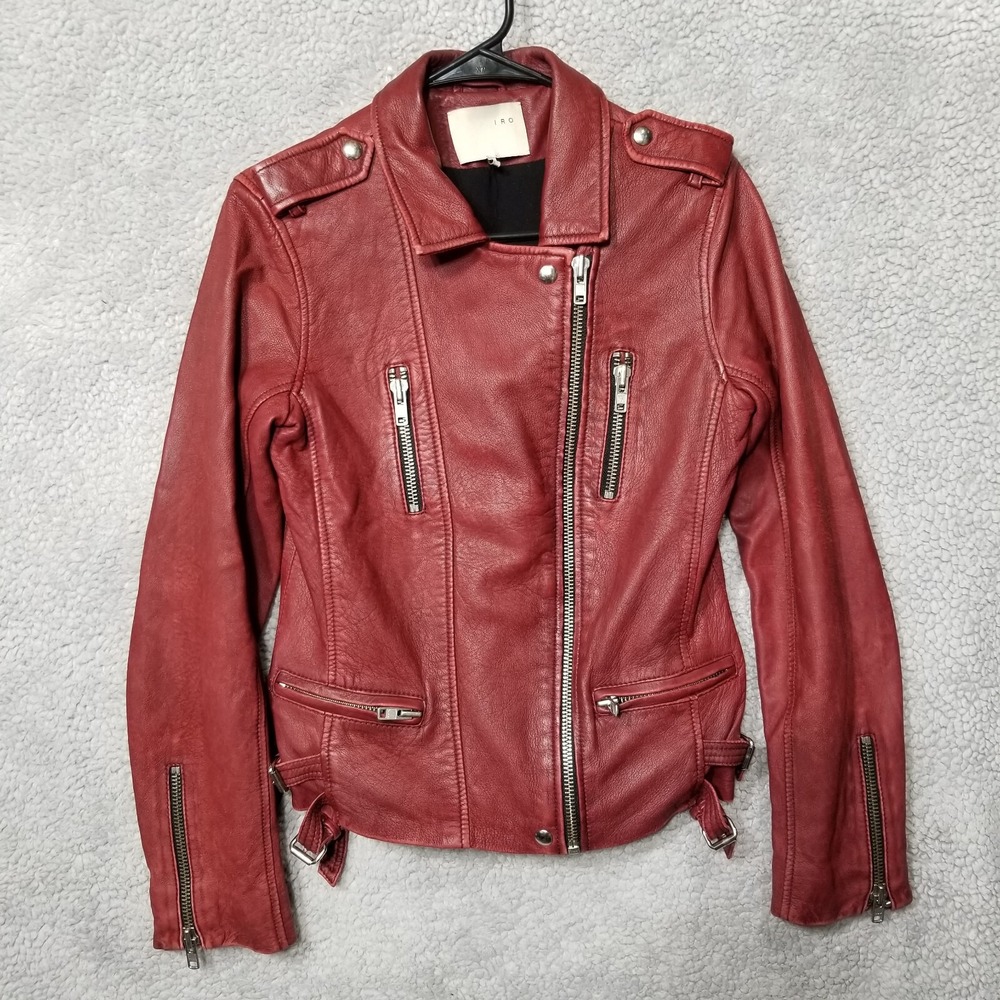 IRO Barby Motorcycle Lamb Leather Jacket Moto Biker Size 1